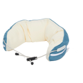 U-förmiges Nackenkissen mit Partikelfüllung, ergonomisch stützend (Blau/Creme)