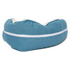 U-förmiges Nackenkissen mit Partikelfüllung, ergonomisch stützend (Blau/Creme)