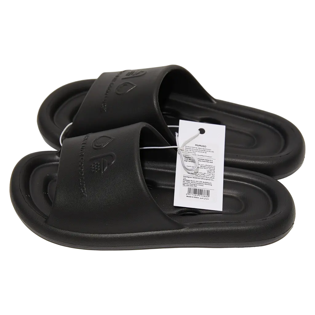 Badezimmer Slipper aus EVA mit rutschfester Sohle, Größe 44-45 (Schwarz)