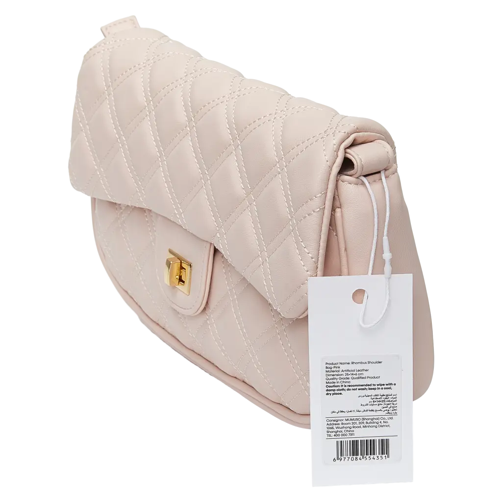 Schultertasche aus Kunstleder mit Stepp-Design (Rosa)