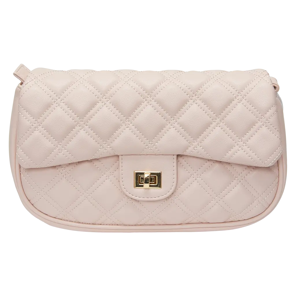 Schultertasche aus Kunstleder mit Stepp-Design (Rosa)