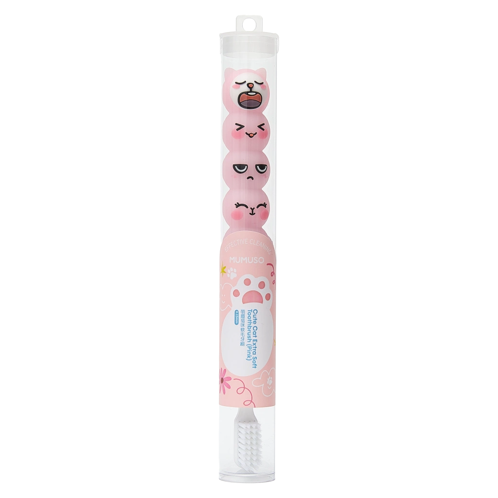Zahnbürste extra weich mit Katzen-Design (Rosa)