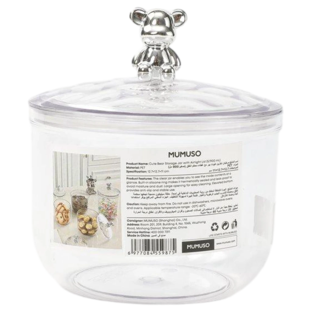 Vorratsdose aus PET mit Bär-Design, 900 ml (Transparent)