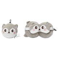 2-in-1 Nackenkissen und Schlafmaske aus Polyester mit Shiba Inu-Design (Grau)