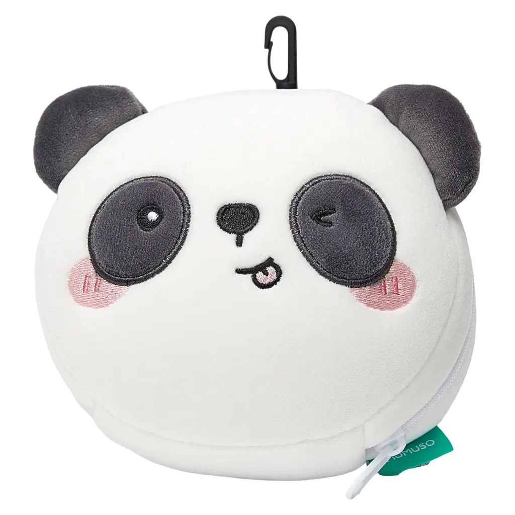 2-in-1 Nackenkissen und Schlafmaske aus Polyester mit Panda-Design (Weiß/Schwarz)