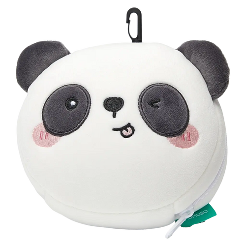 2-in-1 Nackenkissen und Schlafmaske aus Polyester mit Panda-Design (Weiß/Schwarz)