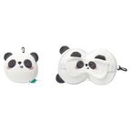 2-in-1 Nackenkissen und Schlafmaske aus Polyester mit Panda-Design (Weiß/Schwarz)