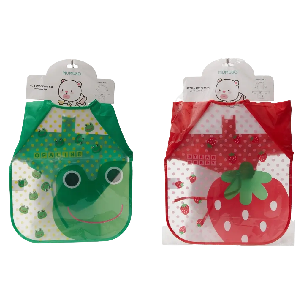 Kinderschürze aus PEVA mit Frosch-Design/Erdbeer-Print (Grün/Rot)
