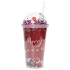 Kunststoff-Trinkbecher mit Kuppeldeckel und Weihnachts-Design, 450 ml (Rot)
