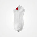 3er-Pack Damen Sneakersocken mit rotem Quadrat-Design (Weiß)