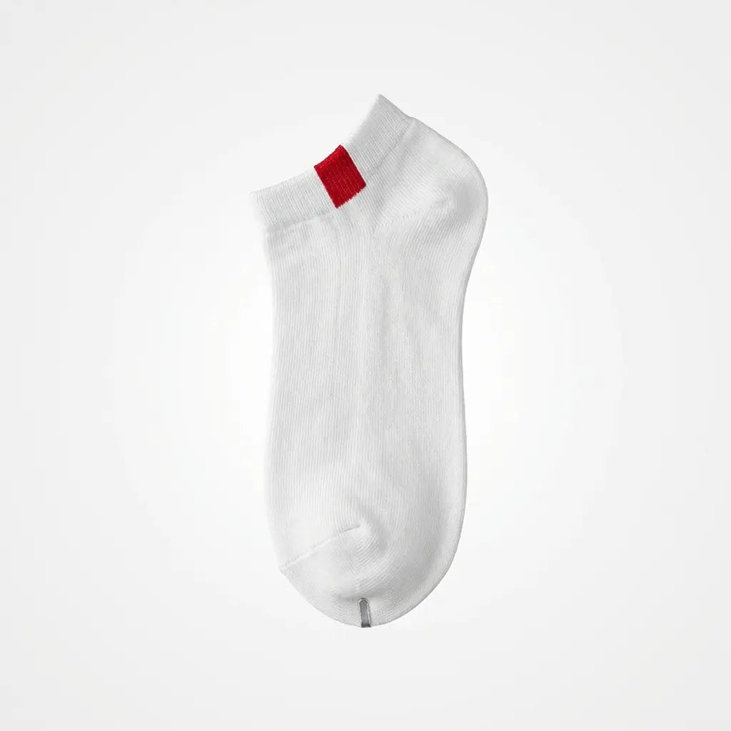 3er-Pack Damen Sneakersocken mit rotem Quadrat-Design (Weiß)
