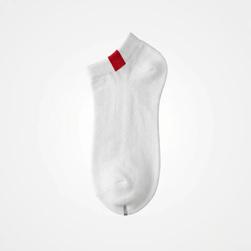 3er-Pack Damen Sneakersocken mit rotem Quadrat-Design (Weiß)