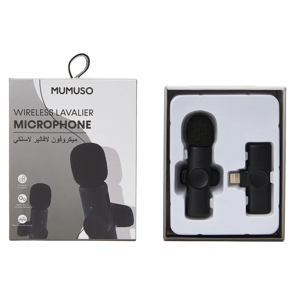 Lavalier Mikrofon kabellos mit Lightning-Anschluss (Schwarz)