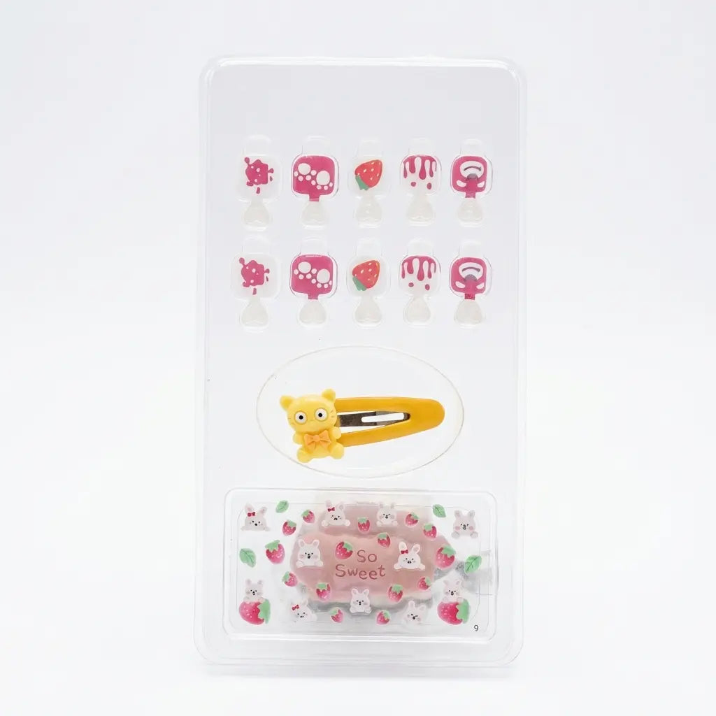 Press-on Nails For Kids (Bear & Raspberry)