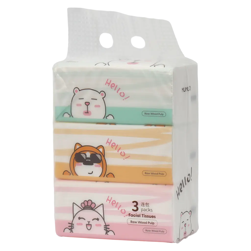 3er-Pack Gesichtstücher aus Zellstoff für empfindliche Haut (Weiß/Grün/Gelb/Rosa)