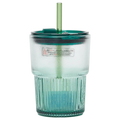 Glasbecher mit Deckel und Strohhalm, 450 ml (Grün)