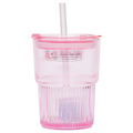 Coffee Tumbler aus Glas mit Deckel und Glasstrohhalm, 450 ml (Rosa)