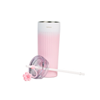 Isolierbecher aus Edelstahl mit Rippen-Design, 500 ml, Kollektion Kirschblüte (Rosa)