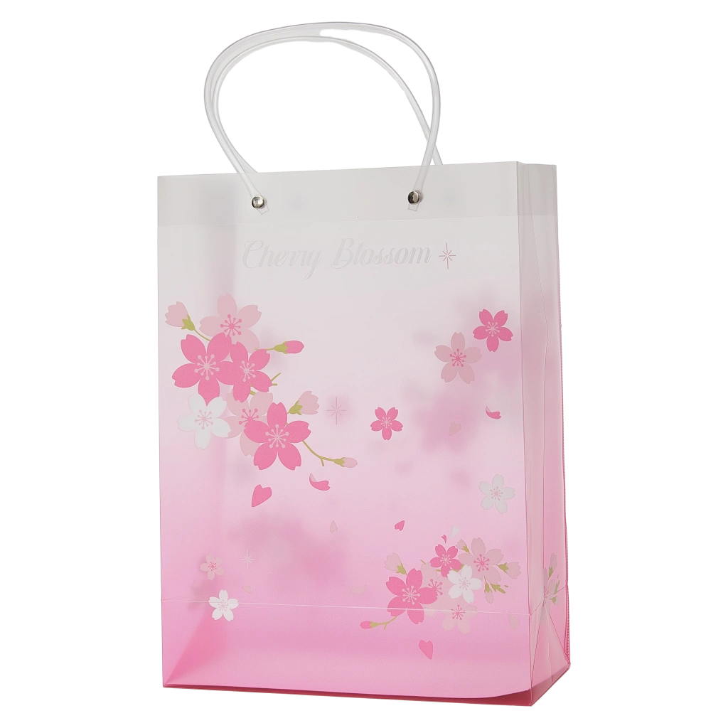 Geschenktragetasche mit Kirschblüten-Design (Rosa/Weiß)