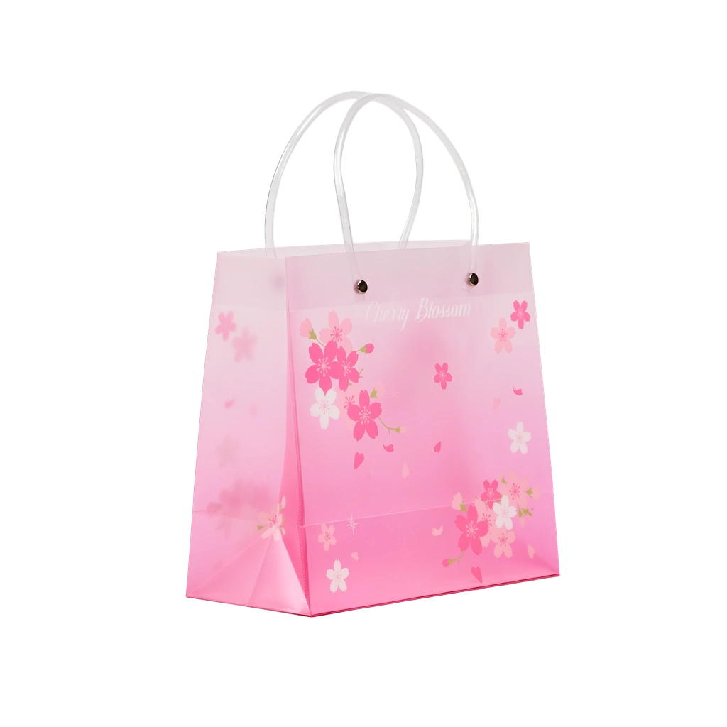 Geschenktasche mit Kirschblüten-Design, mittlere Größe (Rosa/Weiß)