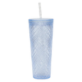 Kunststoff-Trinkbecher mit Strohhalm, 740 ml, Kollektion Kirschblüte (Blau)