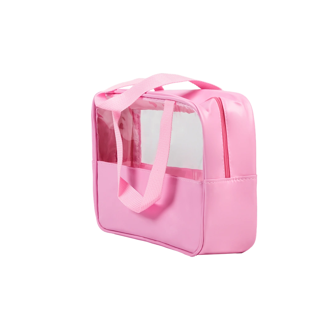 Große Kosmetiktasche aus transparentem PVC, Cherry Blossom Kollektion (Rosa)