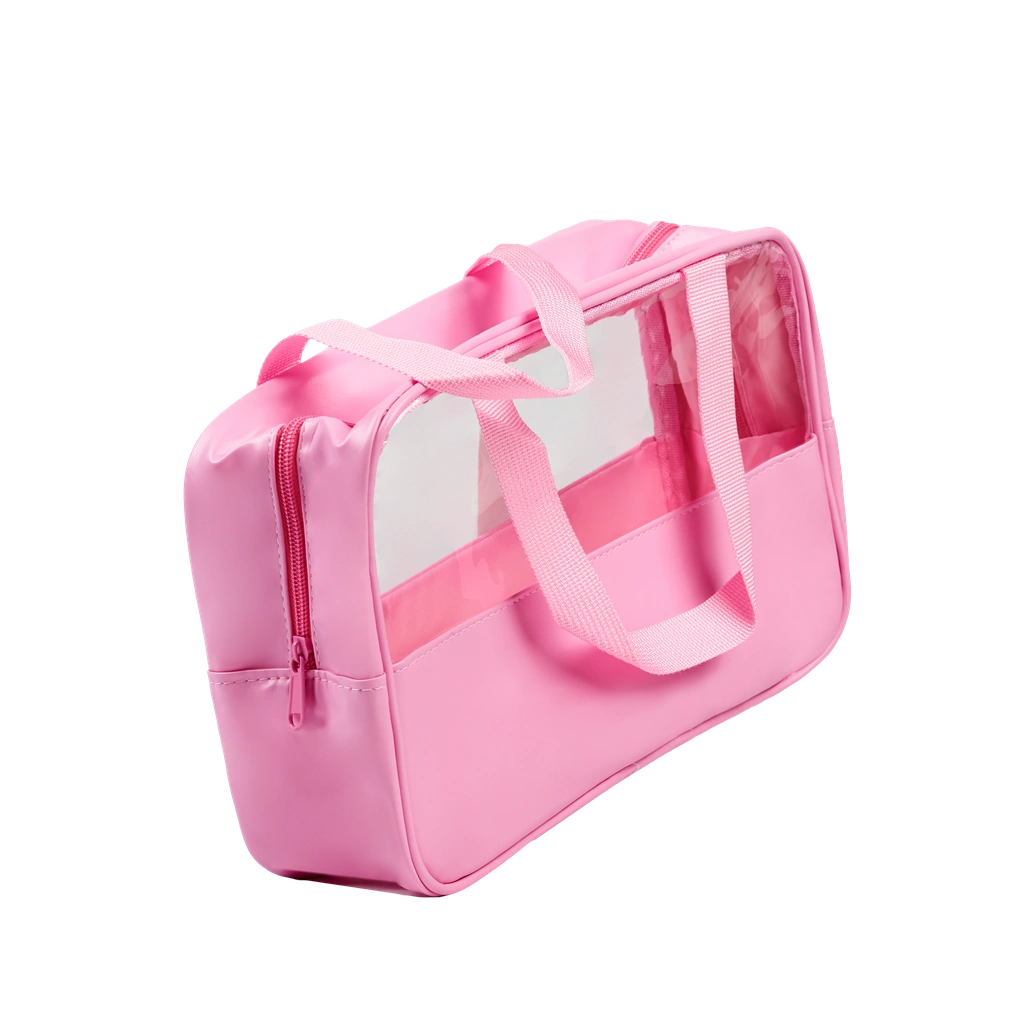 Große Kosmetiktasche aus transparentem PVC, Cherry Blossom Kollektion (Rosa)