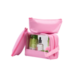 3-teiliges PVC-Kosmetiktaschen Set, transparent (Rosa)