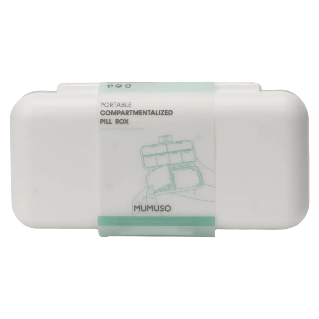 Pillendose aus Polypropylen mit 8 Fächern für Tabletten und Medikamente (Weiß)