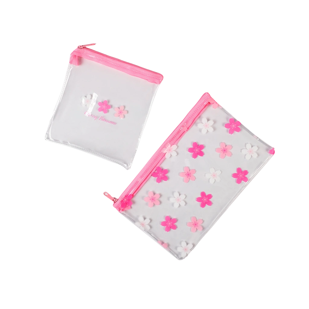 2-teiliges Stiftemäppchen-Set mit Kirschblüten-Design (Rosa)