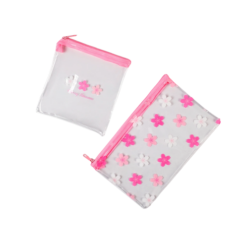 2-teiliges Stiftemäppchen-Set mit Kirschblüten-Design (Rosa)