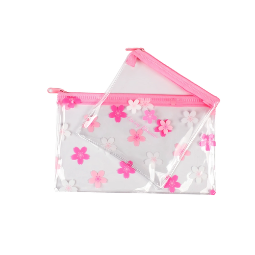 2-teiliges Stiftemäppchen-Set mit Kirschblüten-Design (Rosa)