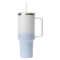 Isolierbecher aus Edelstahl mit Henkel und Strohhalm, 1200 ml, Kollektion Kirschblüte (Blau)