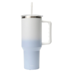 Isolierbecher aus Edelstahl mit Henkel und Strohhalm, 1200 ml, Kollektion Kirschblüte (Blau)