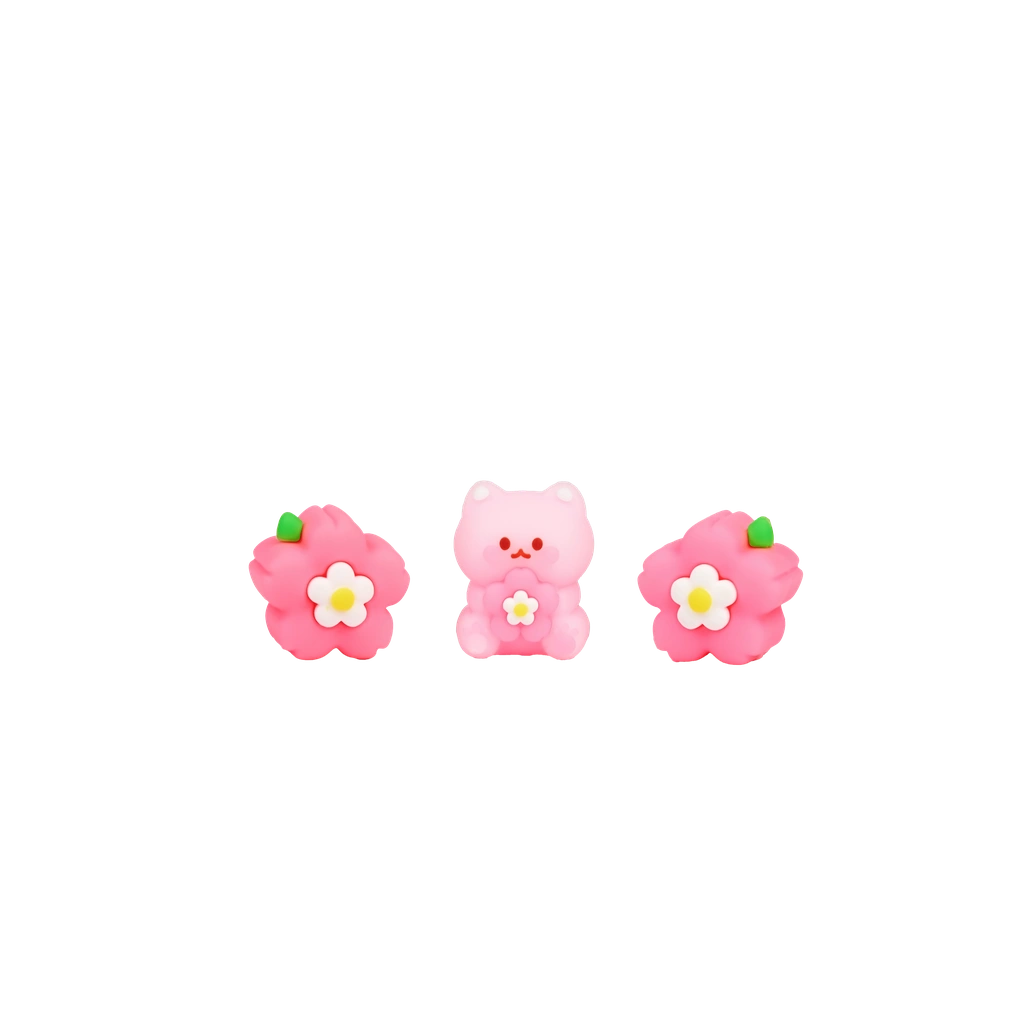 Radiergummi-Set mit Katze und Kirschblüten-Design (Rosa/Weiß)