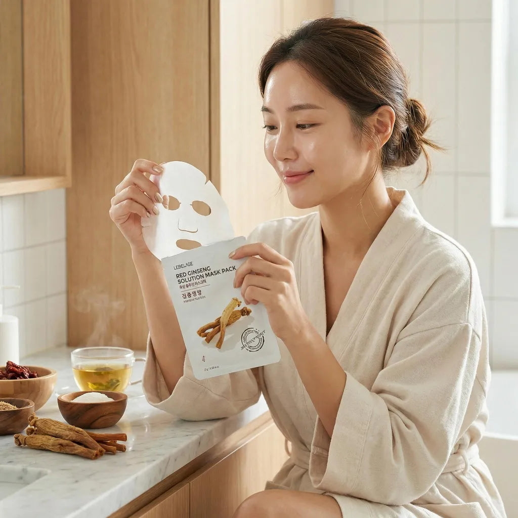 Red Ginseng Solution hydrating mask 10pcs pack, 28ml, LEBELAGE