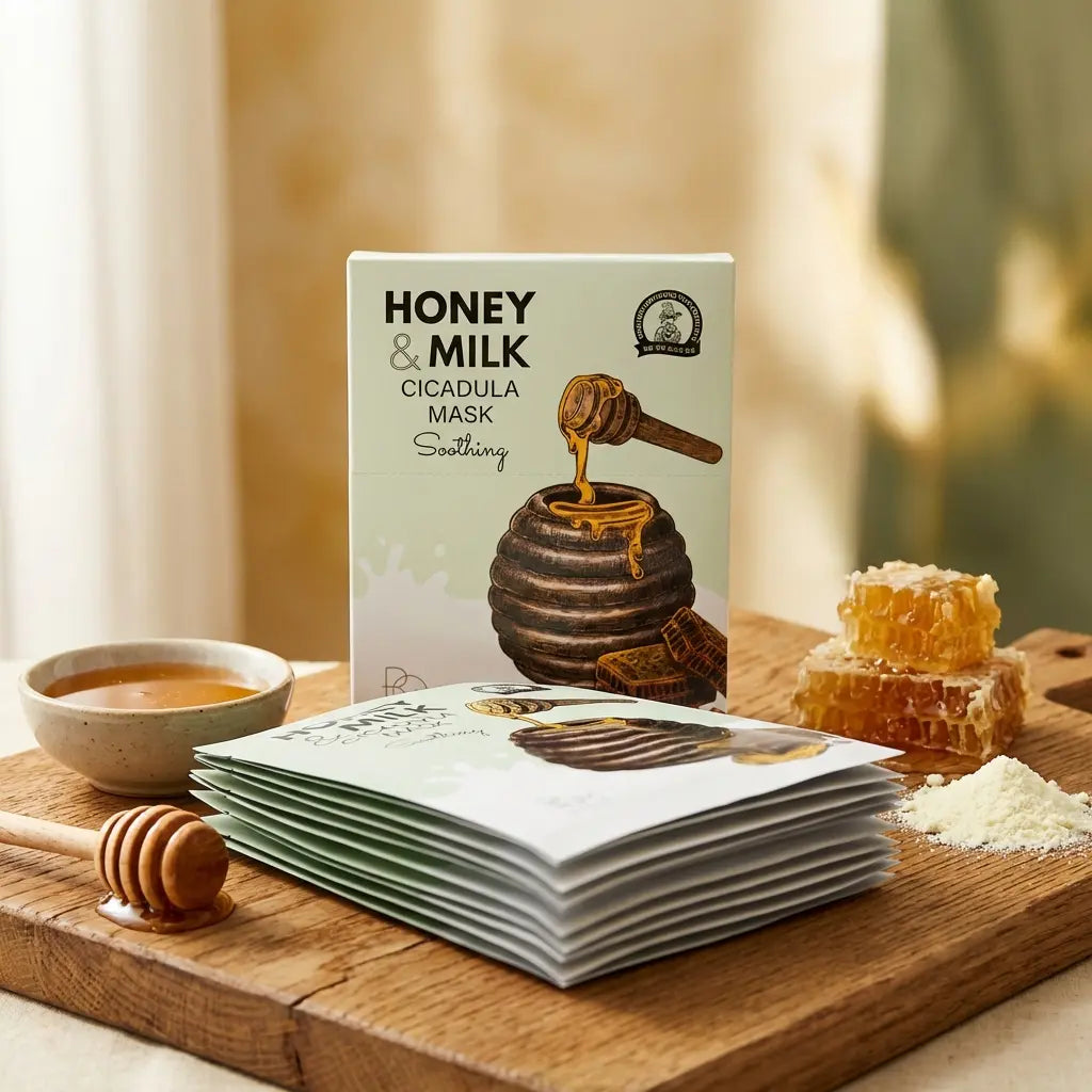 Honey &amp; Milk Cicadula soothing mask 10pcs pack, 25g, B.O.M