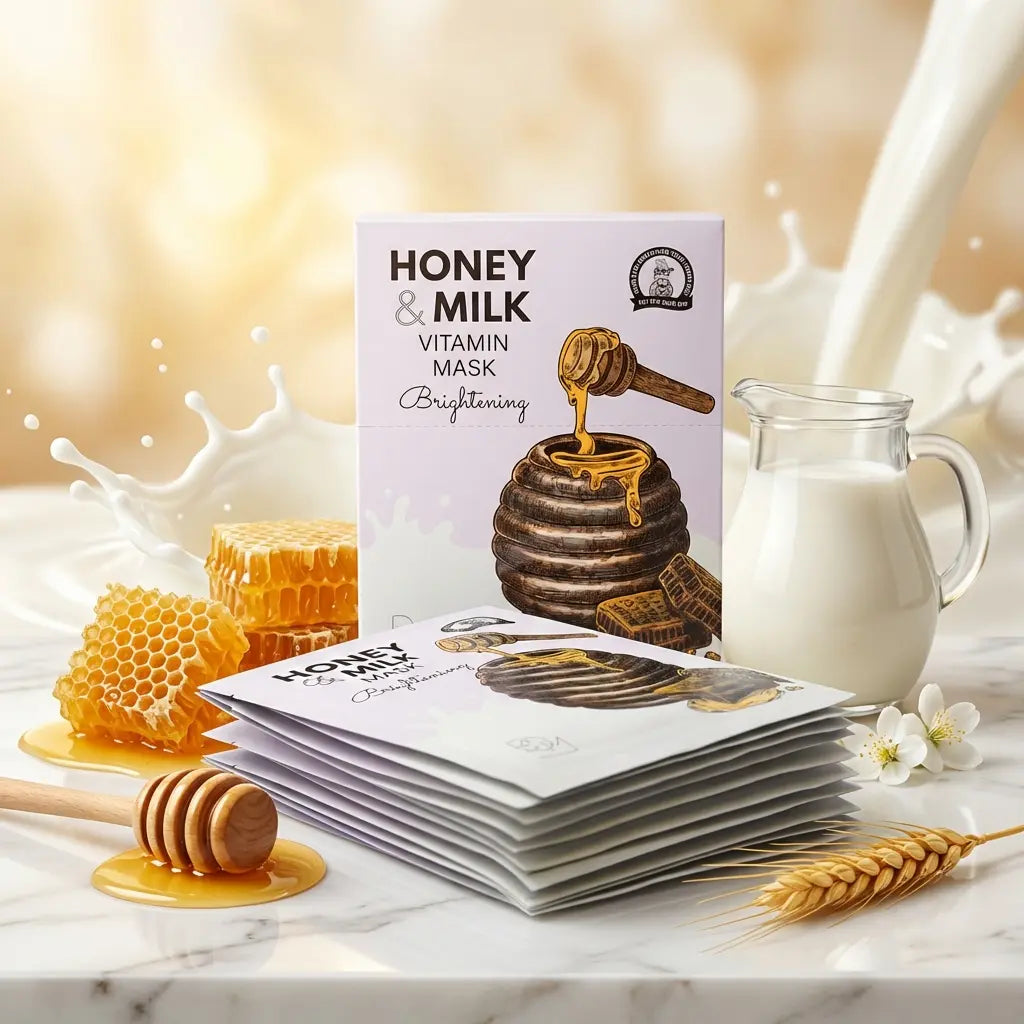 Honey &amp; Milk Vitamin C brightening mask 10pcs pack, 25g, B.O.M