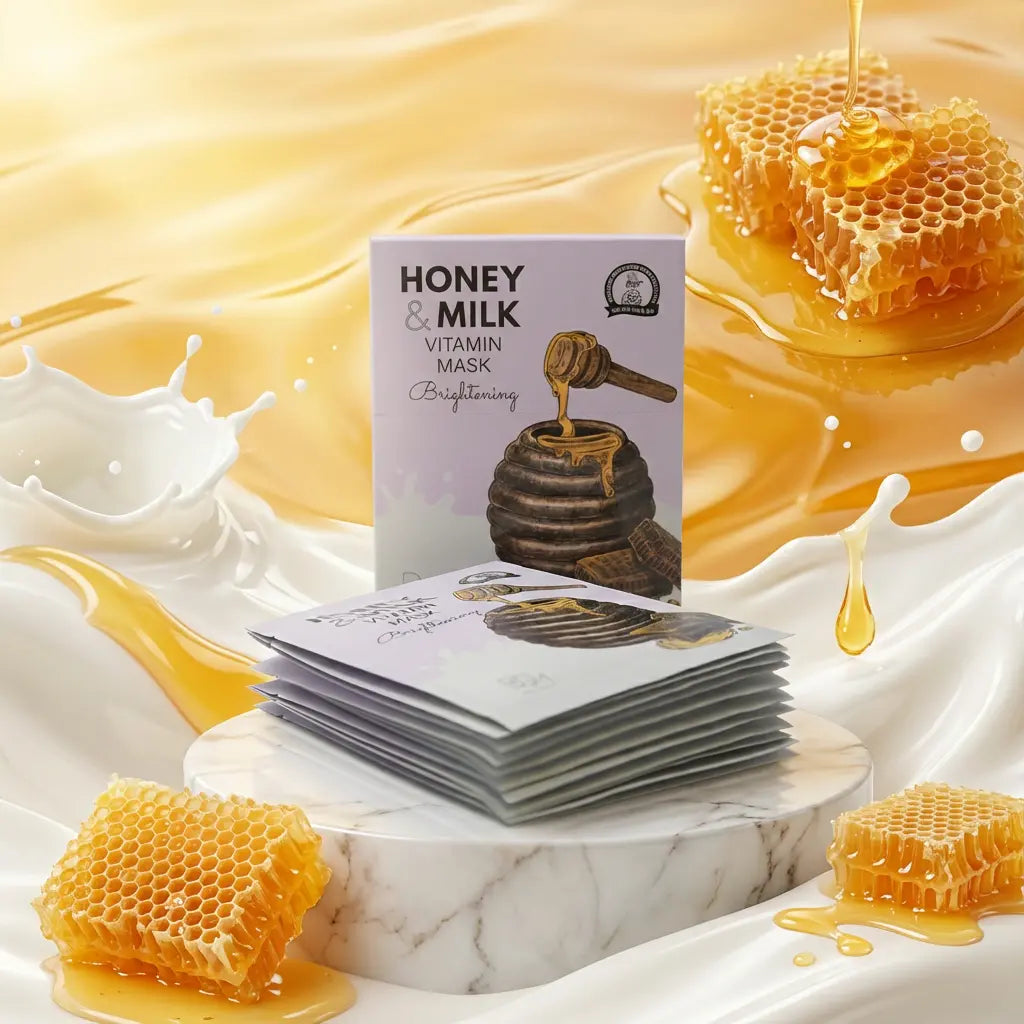 Honey &amp; Milk Vitamin C brightening mask 10pcs pack, 25g, B.O.M