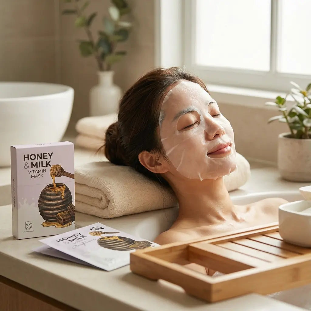 Honey &amp; Milk Vitamin C brightening mask 10pcs pack, 25g, B.O.M