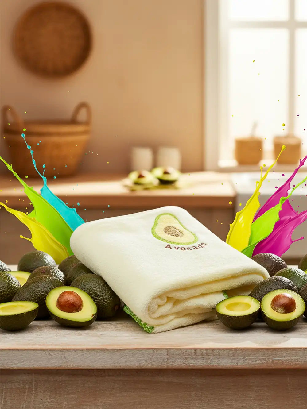 Avocado-Serie Handtuch, weich und bunt (Grün)