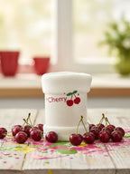 Mikrofaser-Gesichtshandtuch mit Kirsch-Design, weich &amp; schnelltrocknend (Creme/Rot)