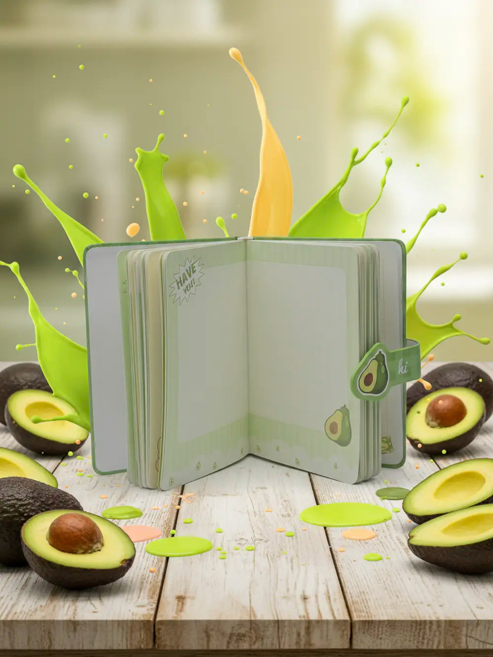 Notizbuch A5 mit Avocado-Design, robustes Cover (Grün)