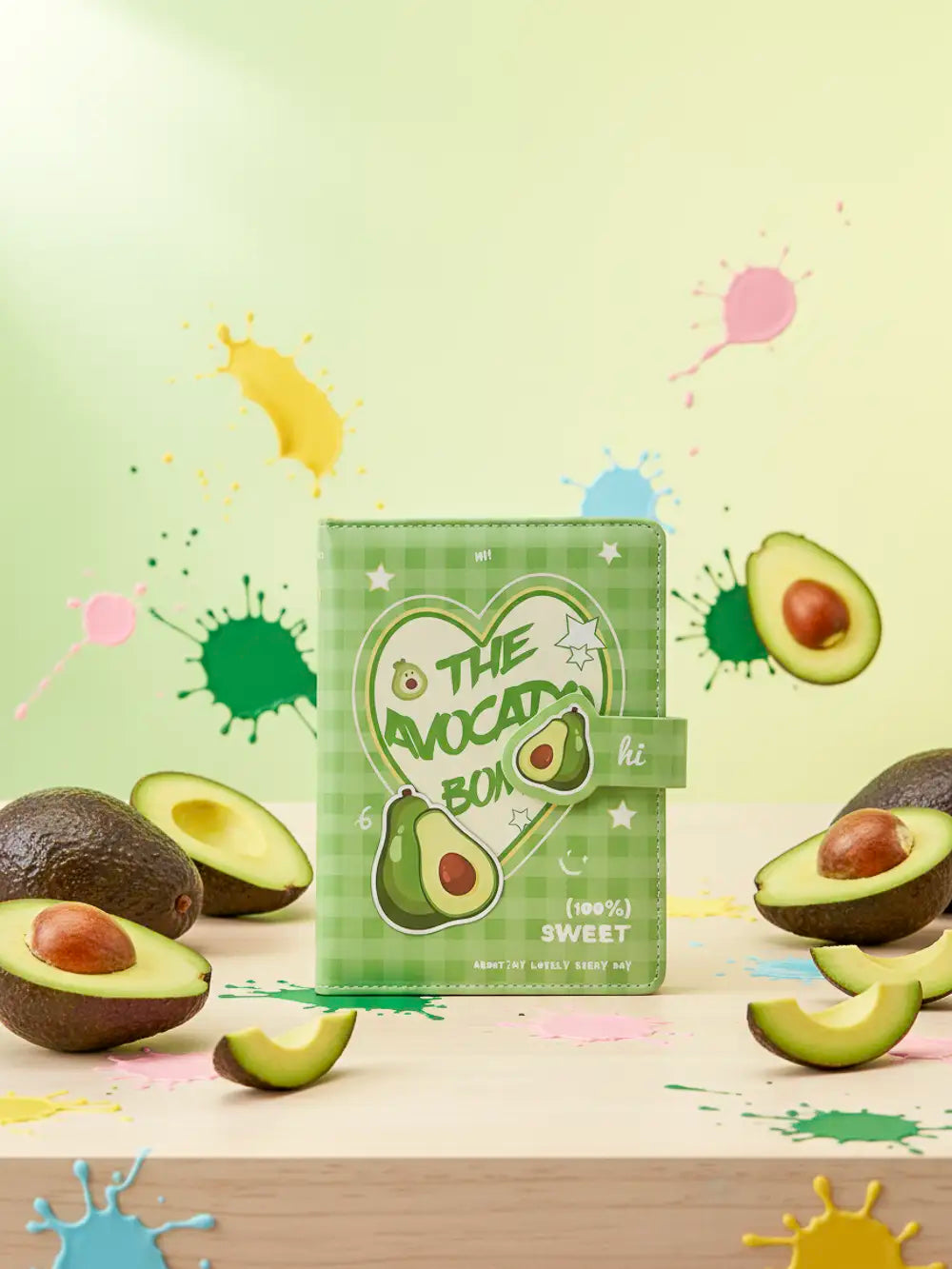 Notizbuch A5 mit Avocado-Design, robustes Cover (Grün)