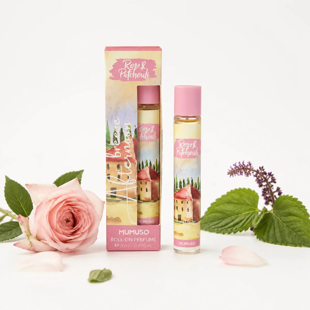 Afternoon Breeze Roll On Parfüm Rose und Patchouli 20 ml mit Rosenmotiv