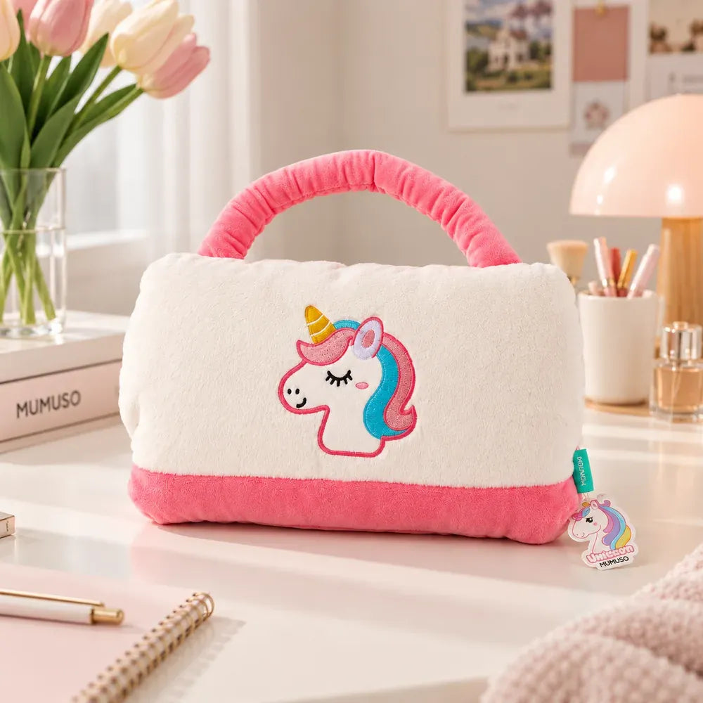 Handwärmer Kissen mit Einhornmotiv in einer gemütlichen Wohnszene