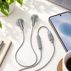 Graue kabelgebundene In Ear Kopfhörer mit Type C Anschluss ohne Verpackung