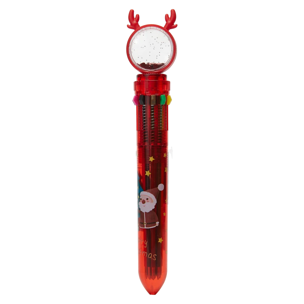 10-in-1 Kugelschreiber mit Glitzer-Print und Weihnachtsdesign (Mehrfarbig)