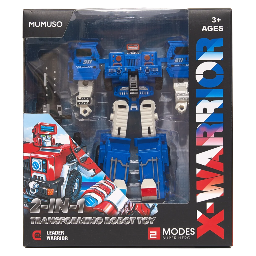 2-in-1 Roboter-Spielzeug aus ABS-Kunststoff, Transform Series (Rot/Blau)