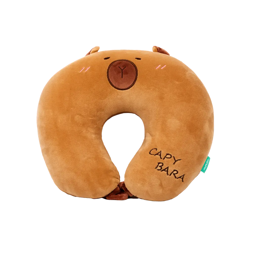 2-in-1 Sofakissen &amp; Nackenkissen mit Capybara-Design, Polystyrol-Perlen-Füllung (Braun)